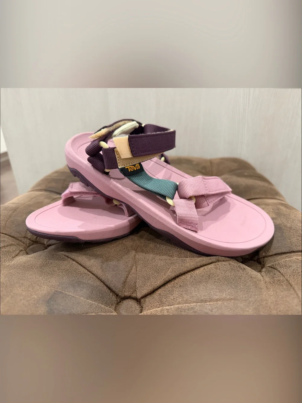 Teva Kids Pink Sandals with Teal and Purple Strap Accents